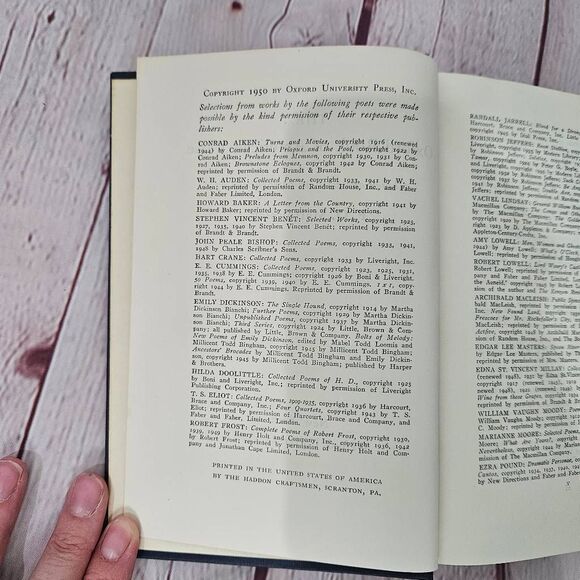 THE OXFORD BOOK OF AMERICAN VERSE by F.O. Matthiessen Oxford Press 1950 - Picture 6 of 6